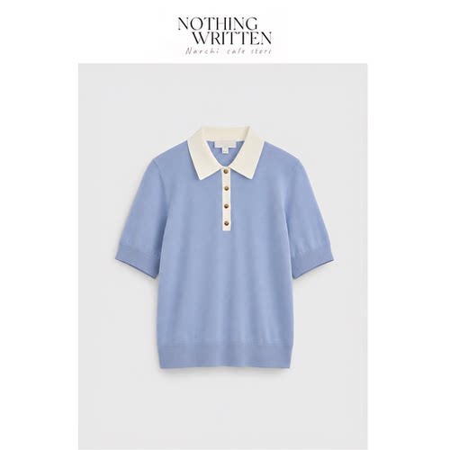 【现货】Nothing Written Narchi女装标准版型羊毛混纺短款POLO衫