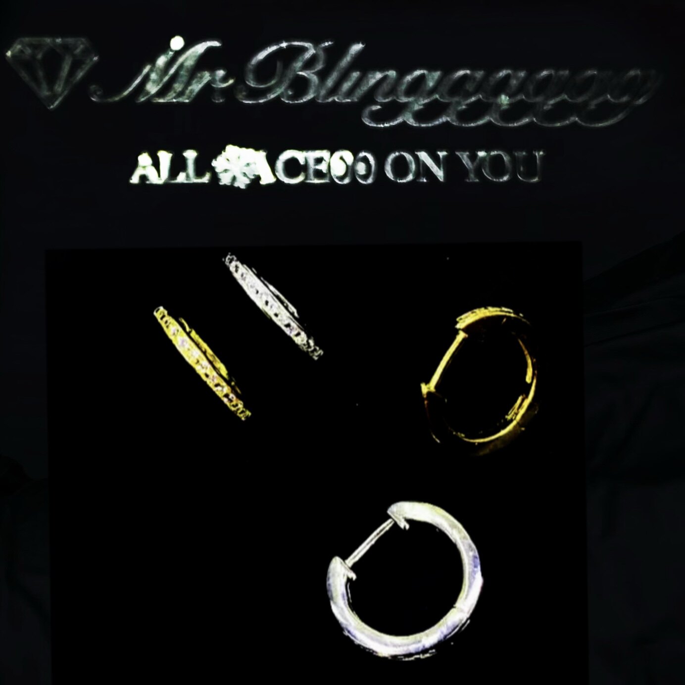 Mr.Blingggggg欧美嘻哈珠宝 S925纯银直耳针单排钻简约耳钉形耳环