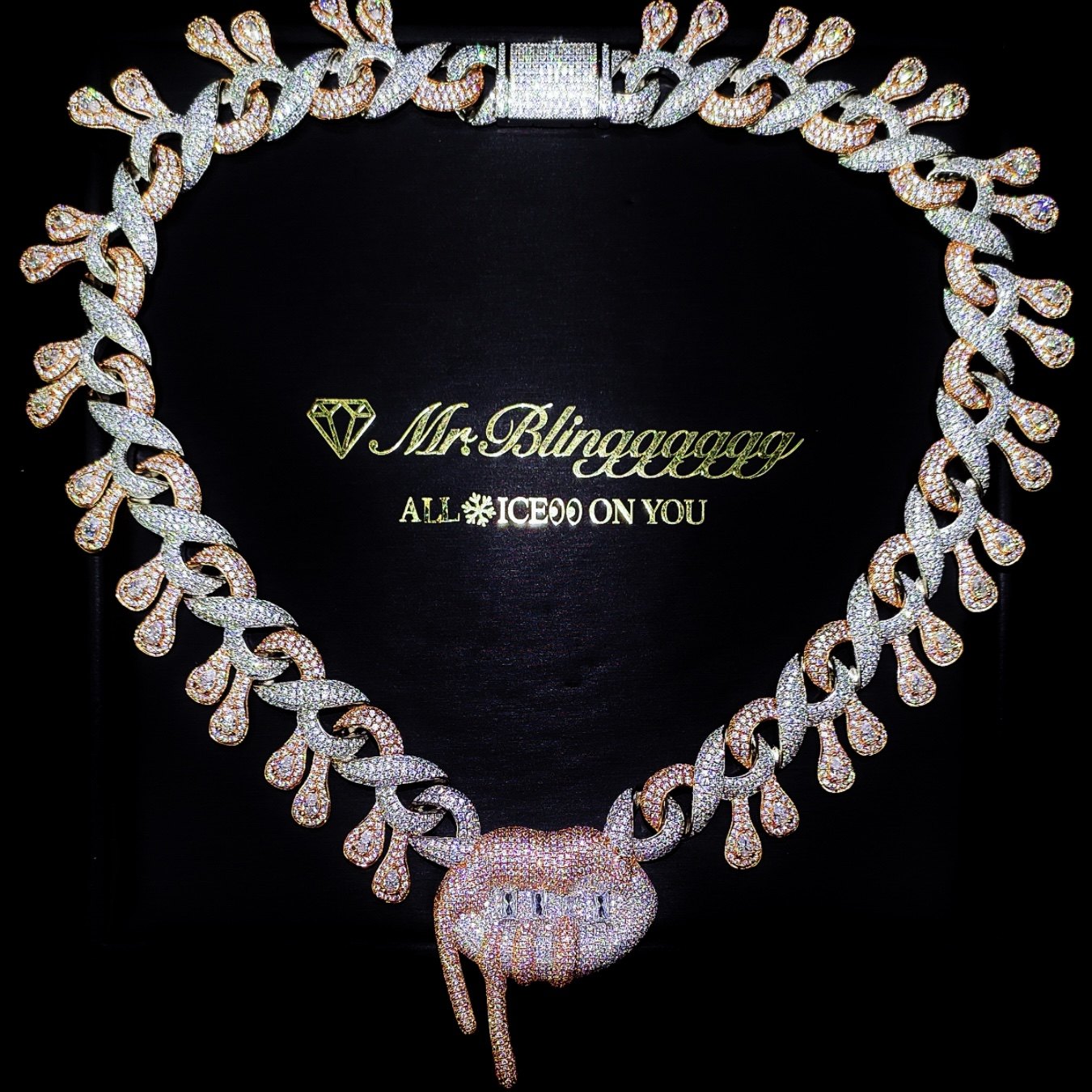 Mr.Blingggggg欧美嘻哈珠宝 Kylie Jenner同款满钻定制项链吊坠