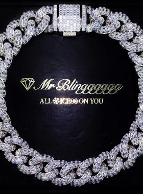 Mr.Bling定制25mm方钻纯银古巴链