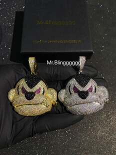 Mr.Blingggggg欧美嘻哈珠宝 红花会弹壳danko同款满钻大猩猩吊坠