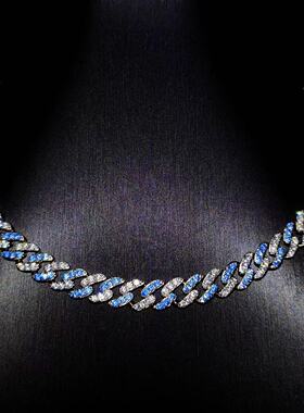 Mr.Bling白蓝拼色细款情侣古巴链