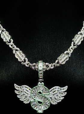 Mr.Bling满钻混镶美金古巴链吊坠