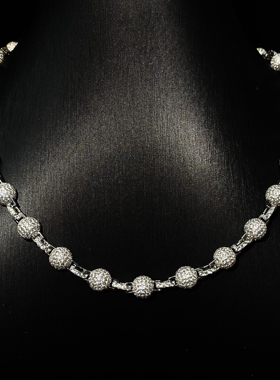 Mr.Bling满钻圆球珍珠项链