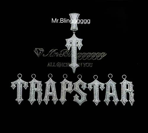 Mr.Blingggggg欧美嘻哈珠宝 TRAPSTAR风格满钻字母拼接drill吊坠