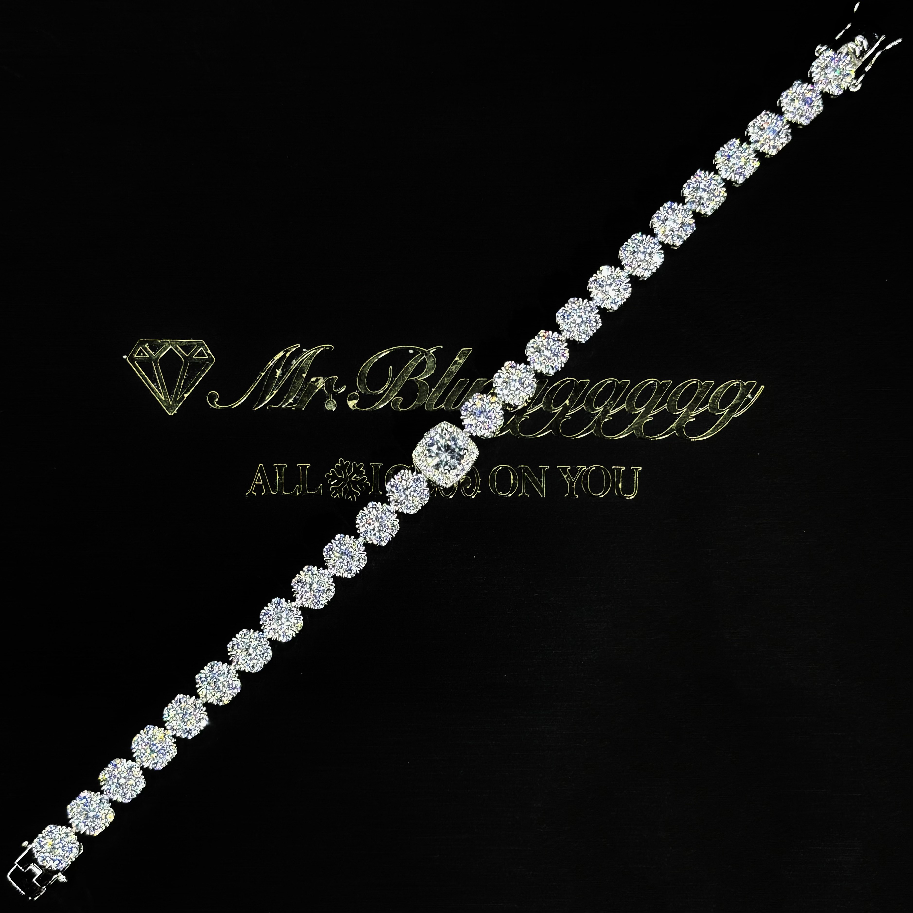 Mr.Bling群镶拼接冰糖钻情侣手链