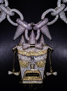 Mr.Blingggggg欧美嘻哈珠宝 Trippie Redd同款满钻铆钉印第安项链