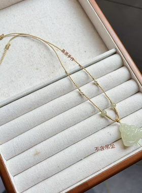 原创天然翡翠和田玉项链锁骨链简约高档精致挂绳如意款佛公平安扣