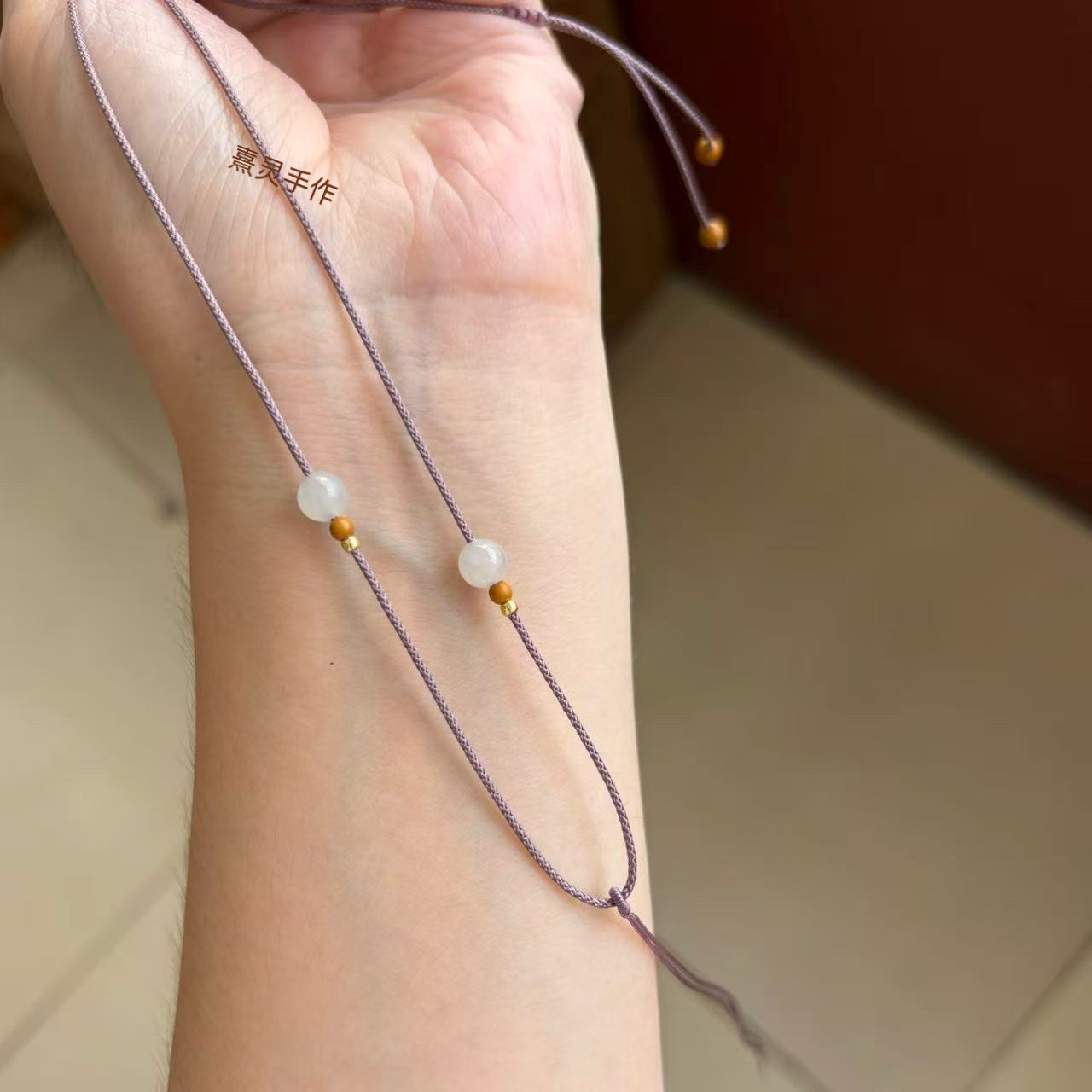 高档简约百搭和田玉佛平安扣吊坠女细项链绳可调节小众文艺风挂绳