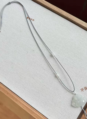 原创手工编织高档精致女项链锁骨链毛衣链挂黄金锁和田玉细款挂绳