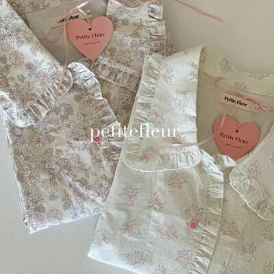 Petite Fleur原创设计 早秋新款花边边碎花家居服睡裙