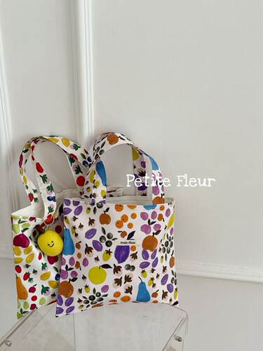 Petite Fleur原创设计 水果多多童趣感撞色tote包环保袋