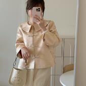 Fleur国风系列 中式 娃娃领粉黛金丝绣花外套