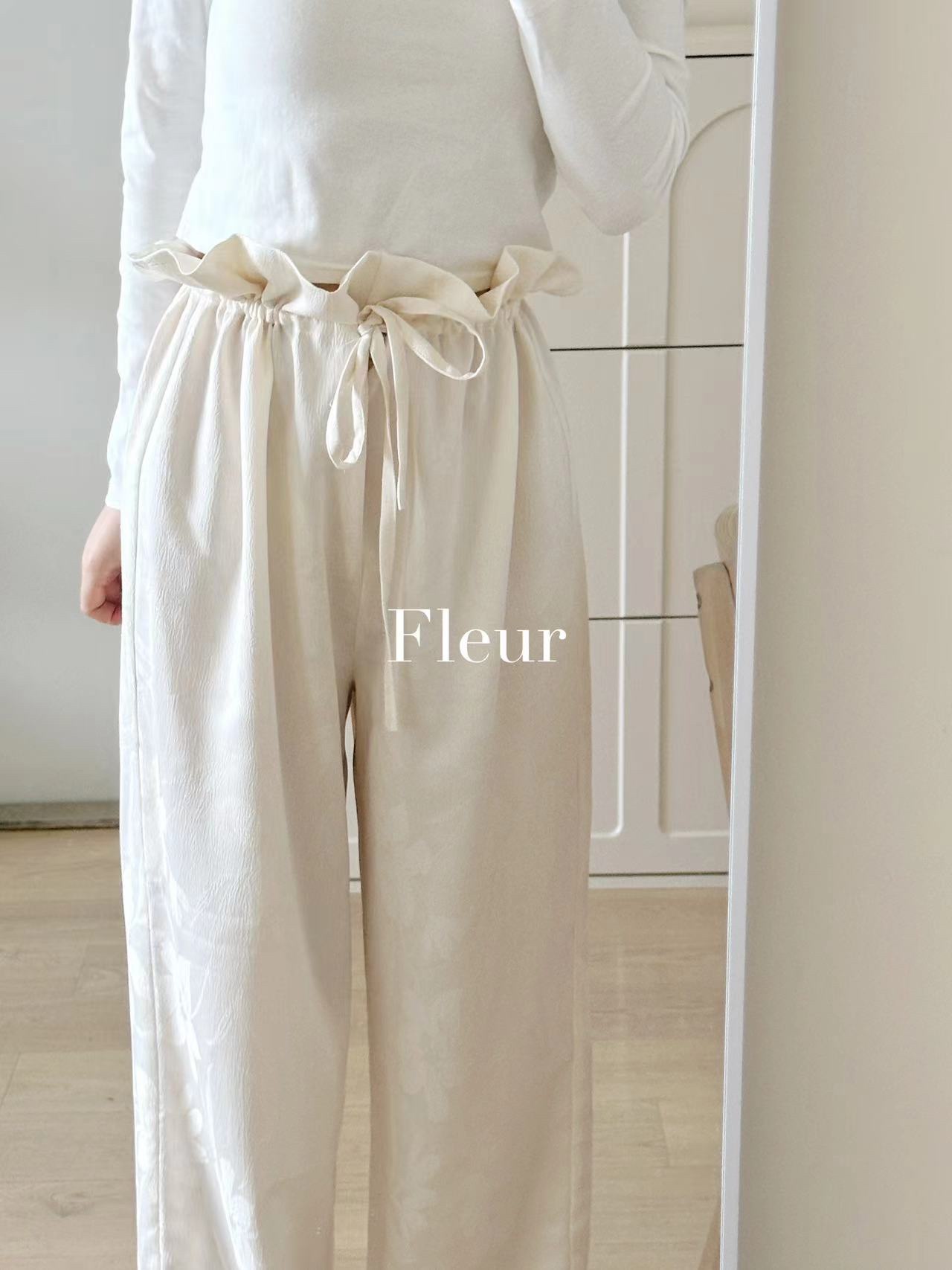 Fleur 国风系列 原创设计 新中式白玉兰花花苞裤阔腿裤