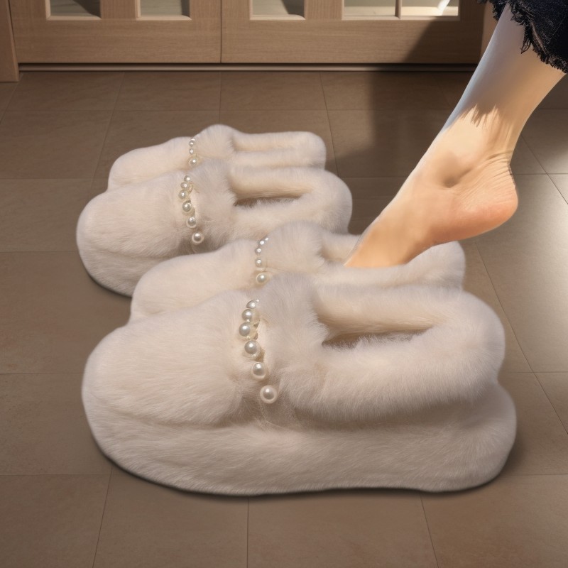 毛毛鞋女外穿休闲鞋加绒豆豆鞋