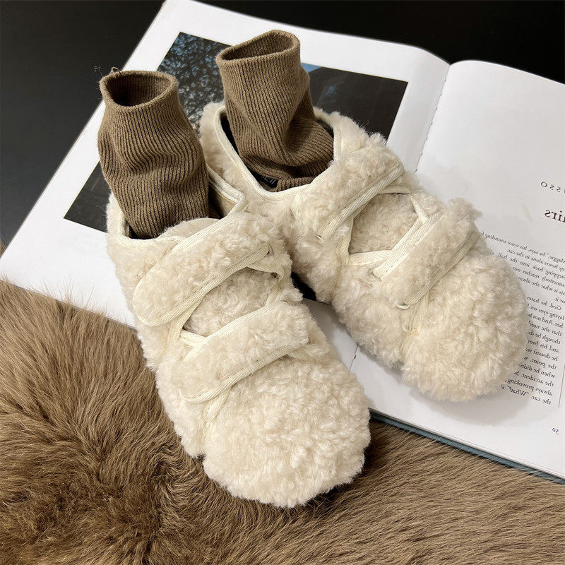 毛毛鞋女秋冬外穿2025年新款爆款复古魔术贴单鞋女平底豆豆鞋加绒,女鞋,深口单鞋,淘宝优惠券,粉丝福利购,淘宝优惠卷
