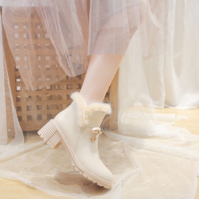 韩版2025新款女靴子秋冬季毛毛鞋