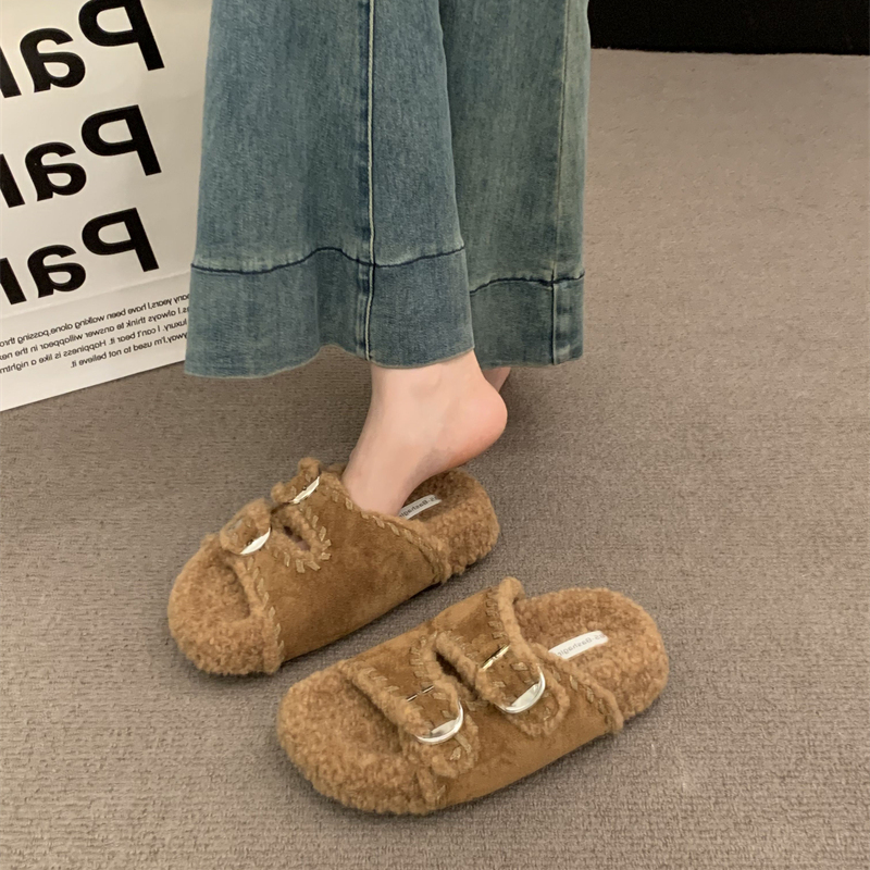 2025秋冬新款毛绒厚底棉拖鞋外穿