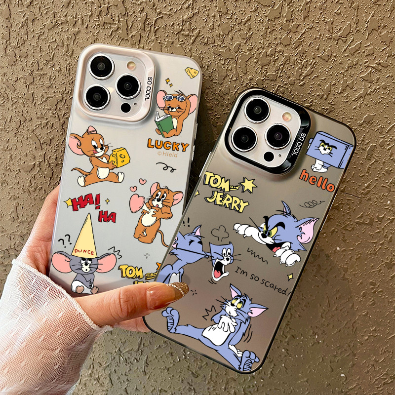 情侣猫和老鼠苹果16ProMax杰瑞鼠iPhone15Plus汤姆猫14pro手机壳小米13一加12适用OPPO真我gt