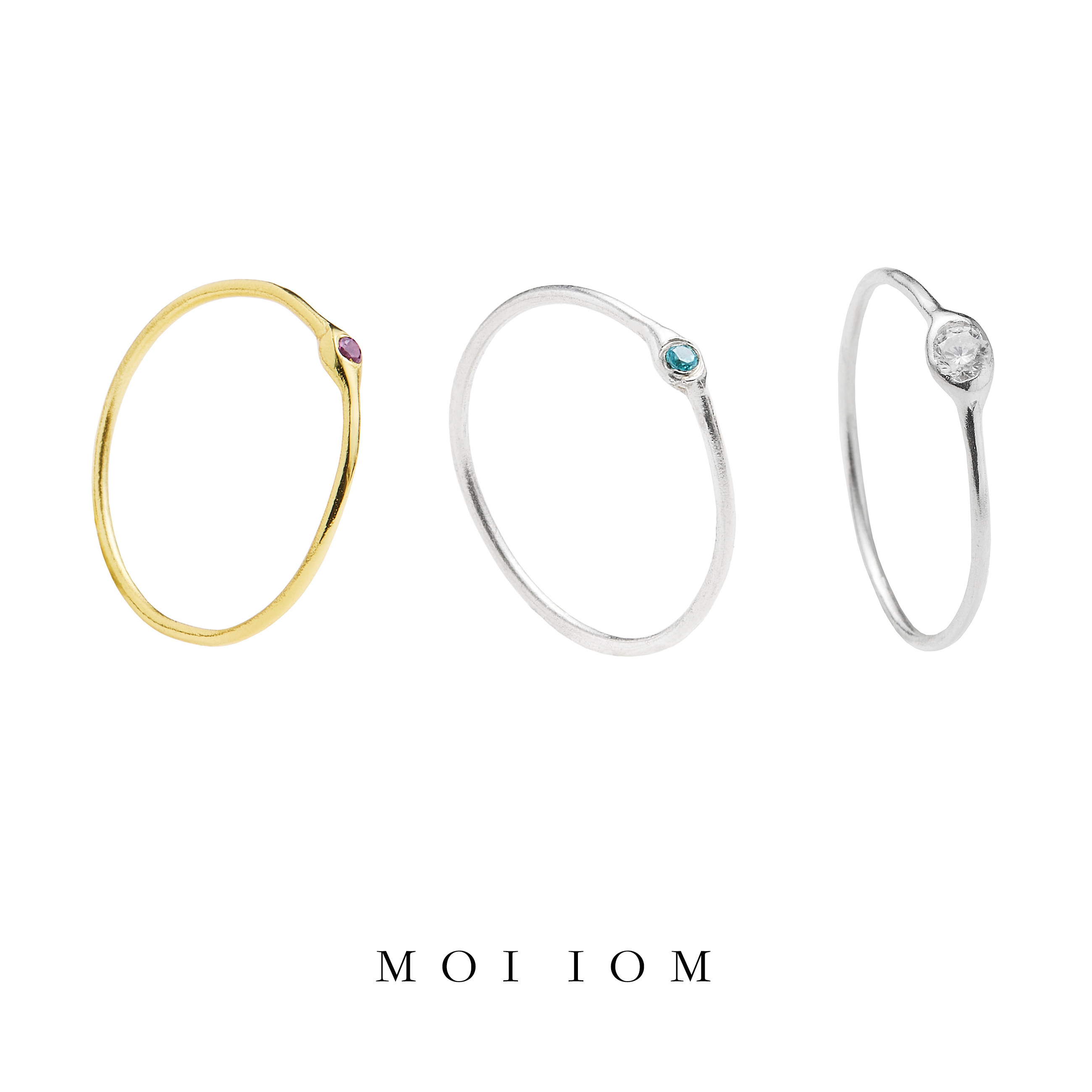 moi iom小众原创设计925银手工定制极细小宝石戒指尾戒情侣对戒