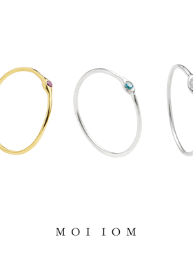 moi iom小众原创设计925银极细小宝石戒指尾戒情侣对戒叠戴戒指