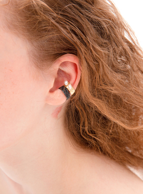 moi iom小众原创925纯银做旧特殊肌理手工定制耳骨夹珍珠耳骨