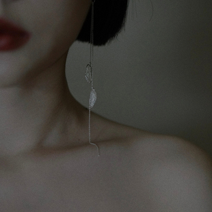 moi iom小众原创设计925纯银长链肌理气质耳线耳钉全手工制作