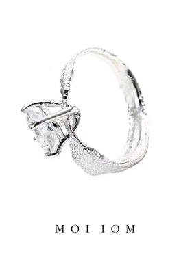 moi iom小众原创设计925银锆石尘埃肌理手工戒指男女对戒轻奢尾戒