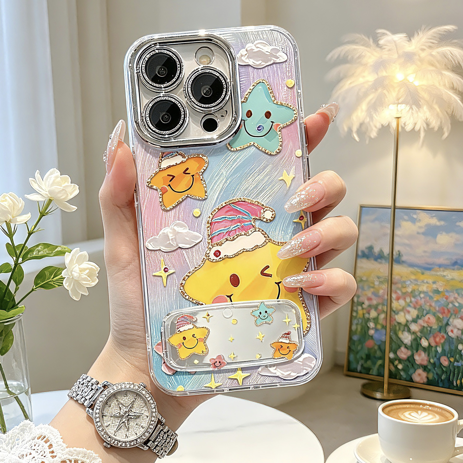 油画羽纱手机壳适用红米NOTE15PROPLUS保护套note14镜头膜12TURBO支架防摔13R小众11PRO爆款10星星9A精孔8面