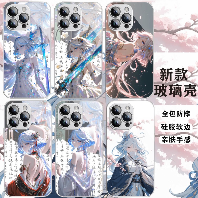 游戏水神宁娜金属漆玻璃手机壳适用华为荣耀300苹果16小米15OPPOreno12一加ACE5卡通vivoiqoo13新款z9红米k80