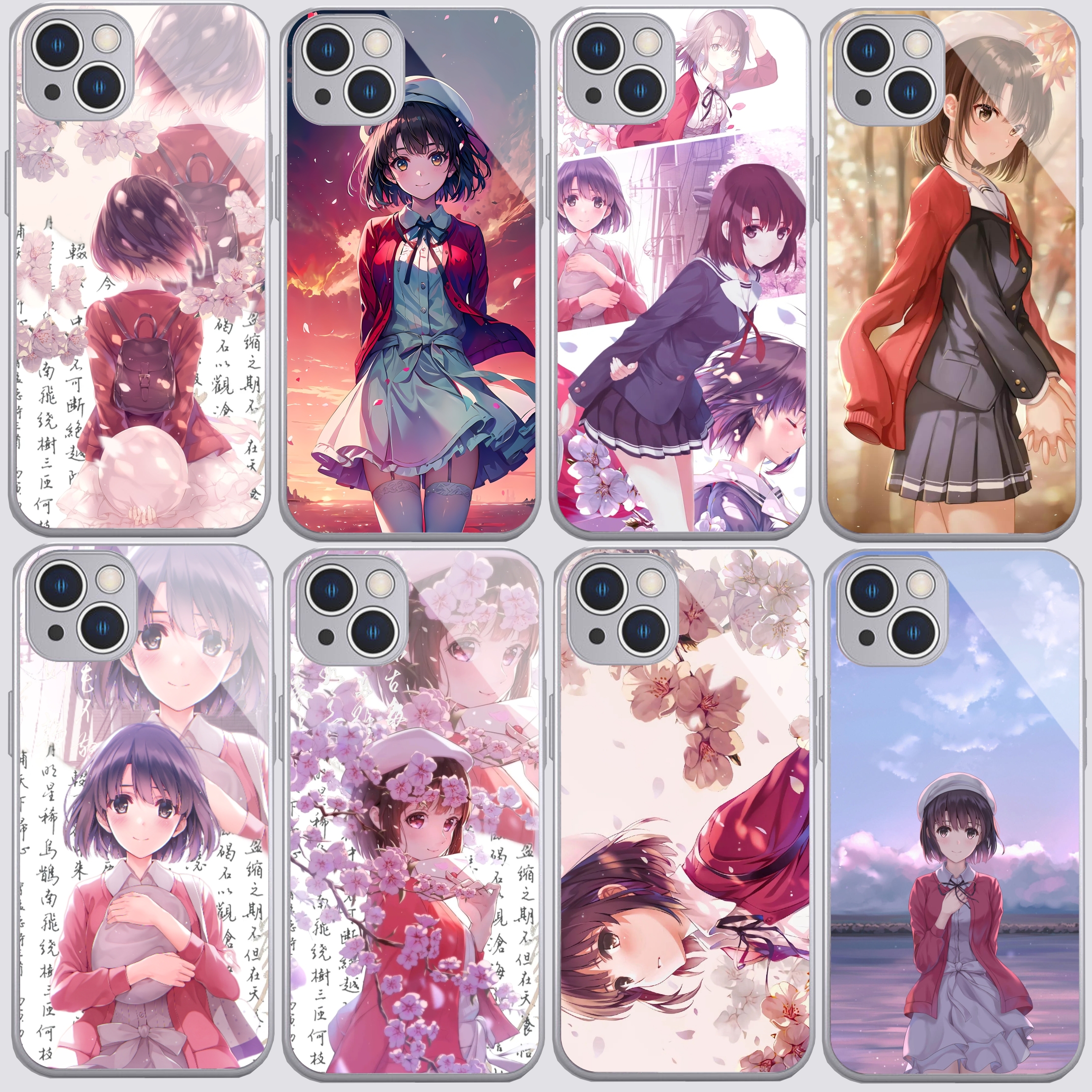 动漫卡通金属漆玻璃手机壳适用苹果15华为荣耀200路人女生OPPOreno12小米14红米k70至尊一加ACE3防摔vivoiqz9