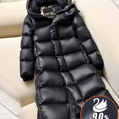 2025冬季新款长款收腰黑金女王鹅绒羽绒服外套02