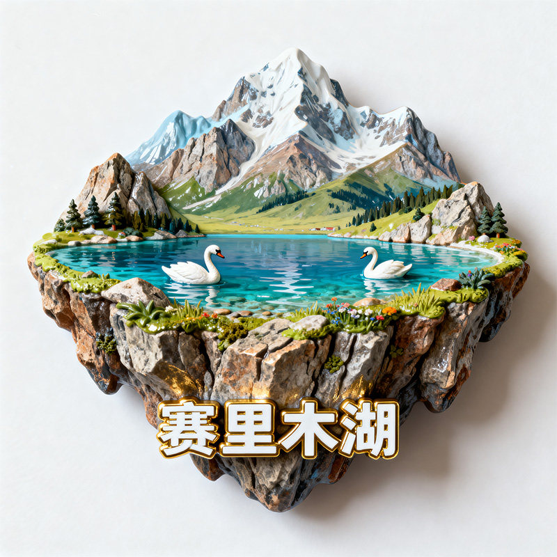 新疆赛里木湖金属磁吸浮雕冰箱贴