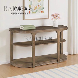 美式复古实木玄关桌中古民宿入户靠墙玄关台设计师家用门厅置物架