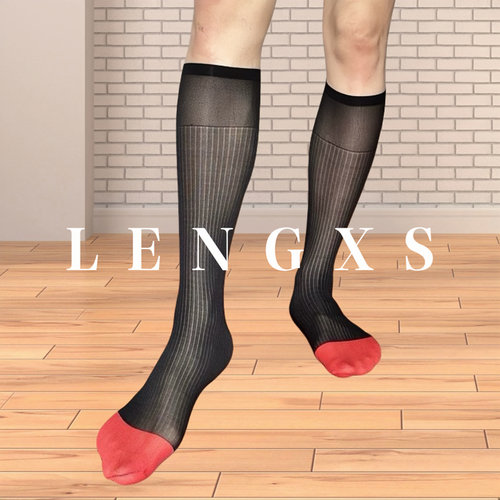 LENGXS男士正装条纹丝袜西装袜