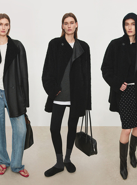 BTRS M丨西班牙进口Laco-拉贡羊毛皮毛一体外套女保暖双面穿皮草