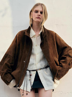 BTRS M丨沙特进口  反绒麂皮绒高级感立领夹克外套女2026新款春秋