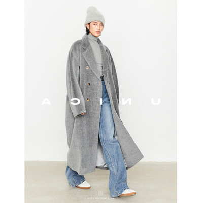 BTRS M丨秘鲁进口光泽毛针1O8101加厚苏力羊驼毛大衣女款2025新款