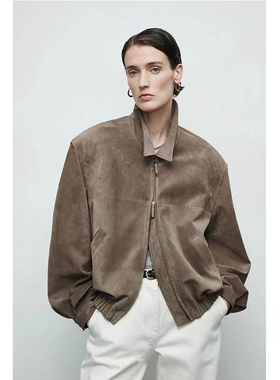 BTRS M丨欧洲空运西班牙反绒麂皮绒老钱夹克外套皮衣女款2026新款