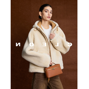 连帽皮草外套女2025新款 进口美利努羊羔毛皮毛一体年轻款 BTRS
