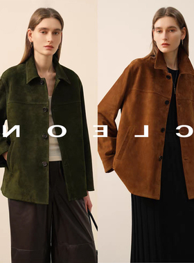 BTRS M丨进口反绒面复古休闲極简廓形翻领百搭麂皮绒外套2026新款