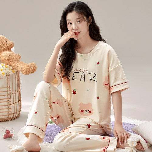 女休闲可爱短袖睡衣套装