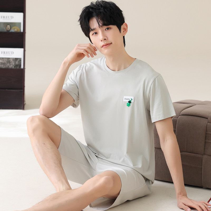 男士莫代尔运动学生夏季家居服青少年睡衣套装冰丝短袖大码可外穿