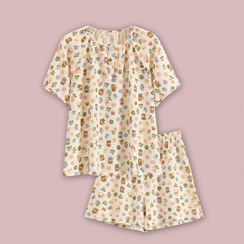 女棉麻韩版休闲短袖套装家居服