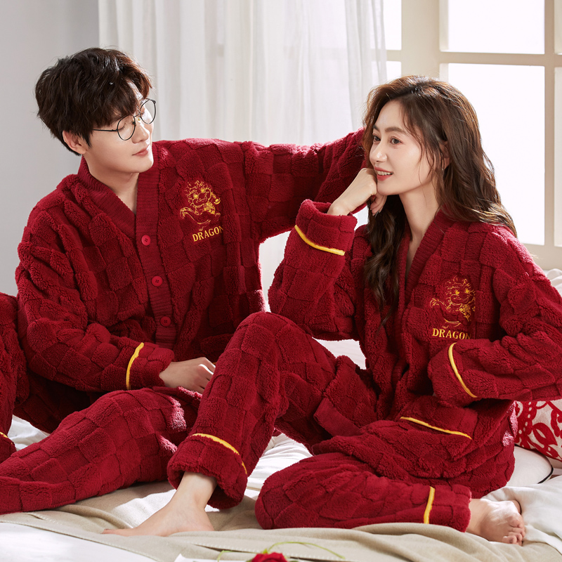 本命年情侣睡衣套装红色新婚结婚