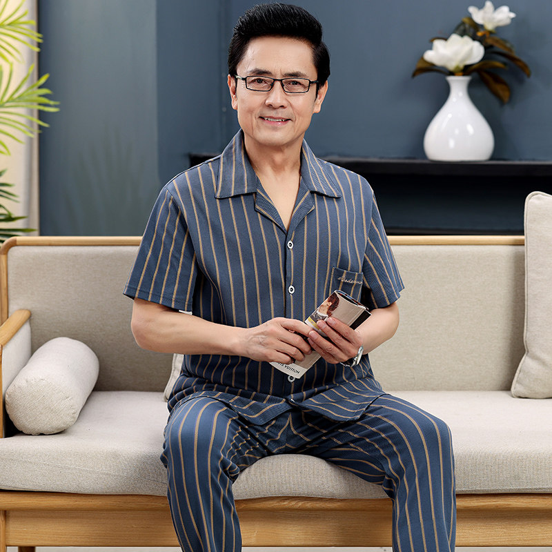 薄睡衣男士短袖长裤夏季开衫套装