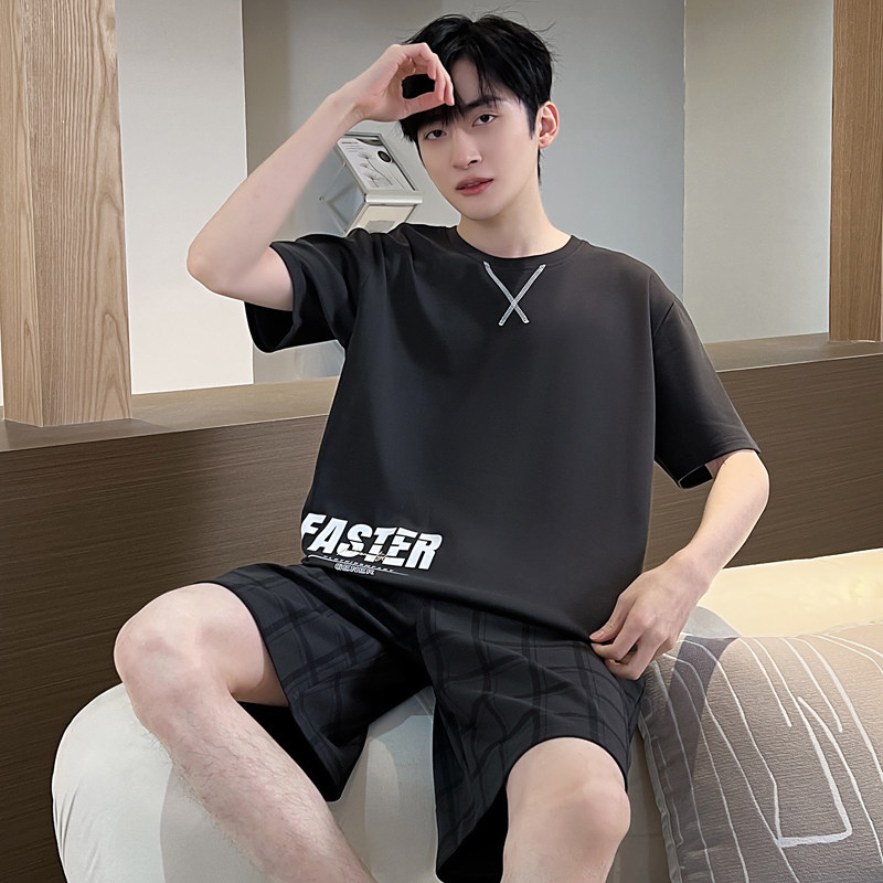 睡衣套装男士夏季短袖家居服薄款