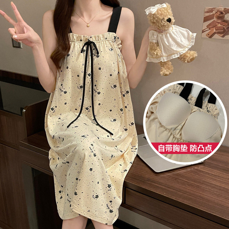 家居服女士自带胸垫夏季吊带睡裙