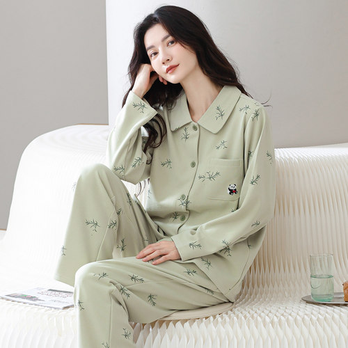 长袖睡衣套装加绒加厚女士可外穿