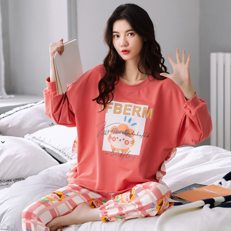 3女士睡衣春秋纯棉长袖韩版甜美可爱卡通套装薄款夏秋冬季家居服女